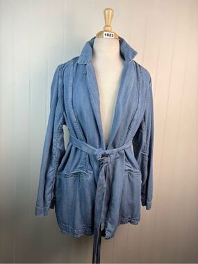 Dex Chambray Tencel Tie-Waist Jacket – Lightweight Denim Lagenlook Layer